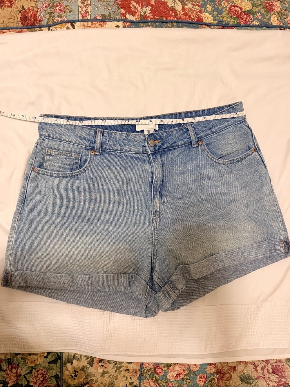 H&M Light Blue High-Rise Denim Shorts